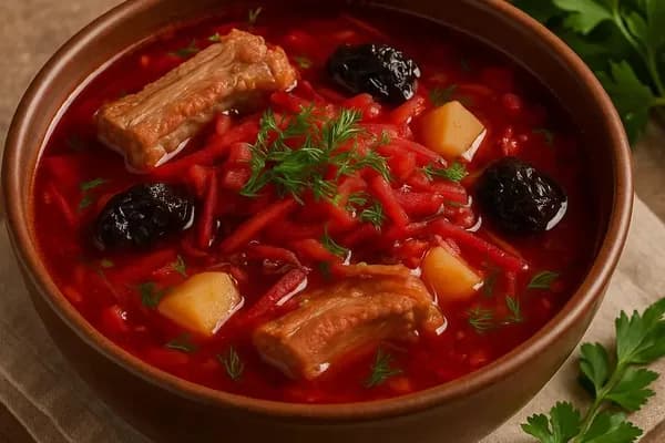 Борщ з копченим чорносливом