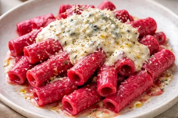 Паста з буряком та фондю з горгонзоли