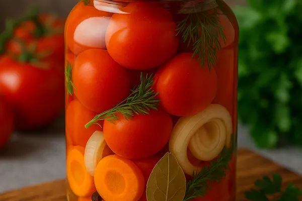Мариновані томати на літрову банку