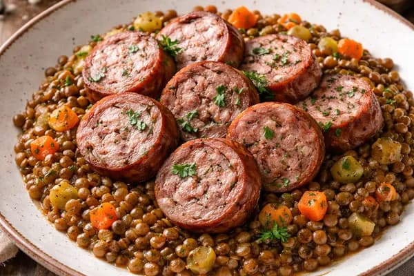 Новорічна ковбаса з сочевицею по-італійськи