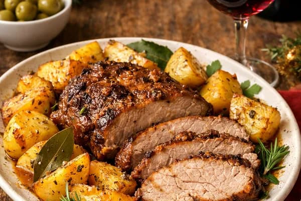 Запечене м’ясо по-іспанськи з вином та часником