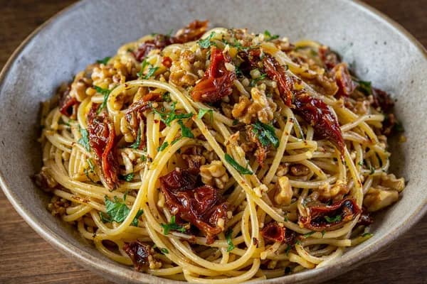 Спагетті di magro з в’яленими томатами та волоськими горіхами
